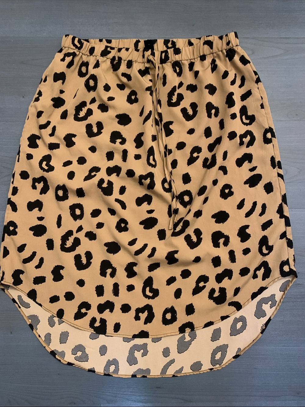 SHEIN Tan & Black Leopard Print Drawstring Skirt